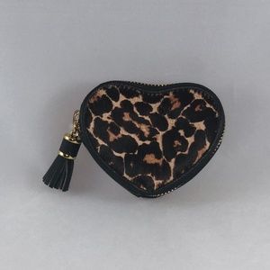 NEIMAN MARCUS Faux Fur Leopard Change Purse/Wallet